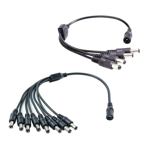 Knockout Heavy Duty Dc 5.5X2.1Mm Power Extension Cord Plug And Play Ac Adapter Splitter Cable with rugged PVC, featuring multiple output options.