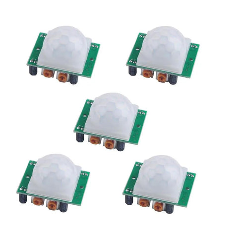 Five Pack HC SR501 PIR Infrared Motion Sensor Modules For Arduino And Raspberry Pi with adjustable delay, low quiescent current