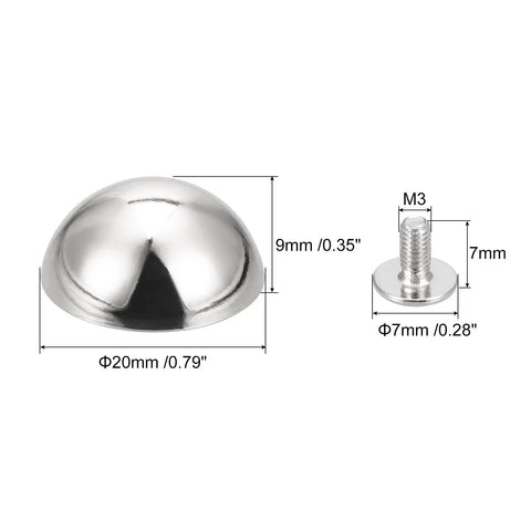 Dope Silver Zinc Alloy Screw Back Rivets Made To Level Up Your Leather Gear Custom Patches And Upholstery Makeovers Featuring A Sharp Round Top Cap Design For Quick Hookup 10 Pack with 20mm cap and M3 screw.