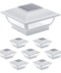 Solar Post Cap Lights for 4X4 and 5X5 Posts Outdoor Waterproof LED Post Lights for Deck and Fence White Finish 8 Pack