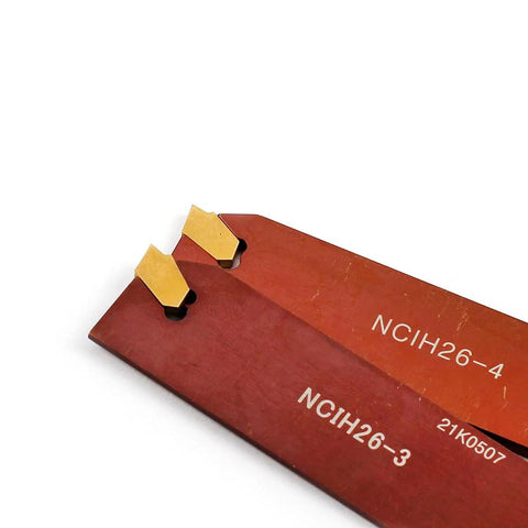 Oscarbide 3/4-in self-lock block with adjustable blade; red holder with tin-coated carbide inserts NCIH26-3 and NCIH26-4