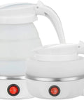 Foldable Travel Kettle For Camping Portable Silicone Collapsible Teapot With Auto Shutoff Safe Materials Easy To Store Compact White