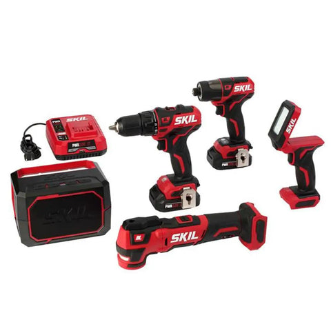 12V Brushless PWRCore 12 Five Tool Combo Kit With Dual 2Ah Lithium Ion Batteries PWRassist USB And PWRJUMP Charger set