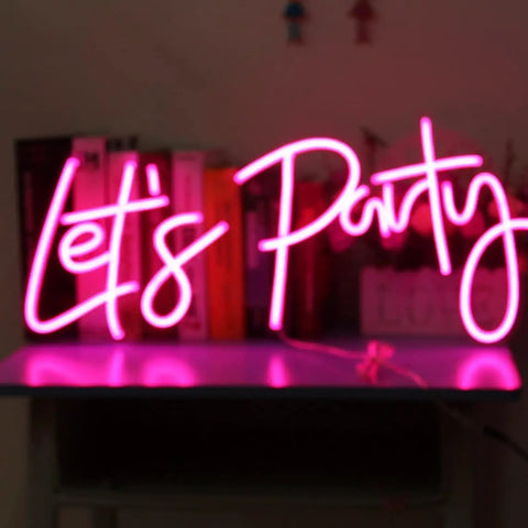 Pink Neon Sign Party Vibe Wall Decor 21 By 10 Inches LED Neon Light for wedding party home bar store festival personalize neon light.