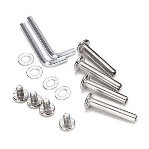 6mm Shaft Hex Socket Inline Skate Wheel Axle Replacement Kit with installation tools, axles, screws, washers on white background.