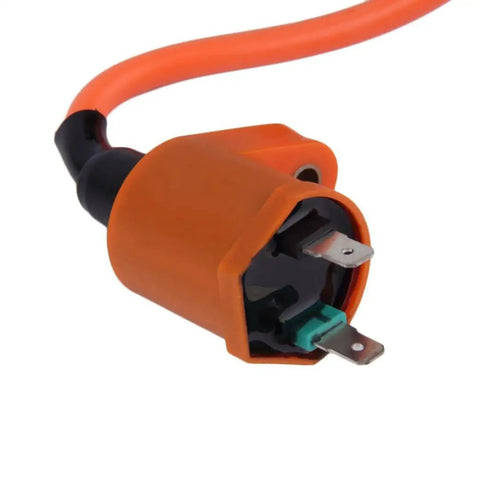 Close-up of Racing 6 Pins AC CDI Box With Ignition Coil And 3 Electrode Spark Plug Kit For Gy6 50cc 125cc 150cc Scooters Moped ATVs Go Karts