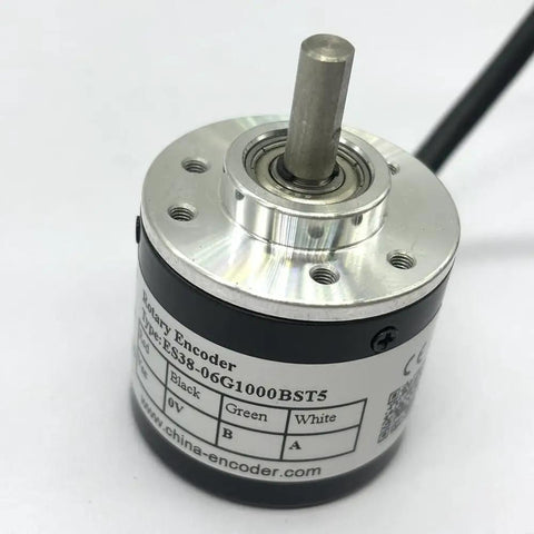 Smooth 1000PPR Incremental Encoder With A And B Quadrature Signals 90 Degree Phase For Microcontrollers 5V Output 6mm Solid Shaft Includes 2m Cable Totally Awesome For Arduino Projects front view