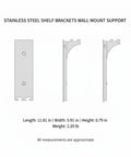Rock Solid Sturdy Stainless Steel Wall Shelf Bracket Heavy Duty Mount dimensions diagram with front and side views