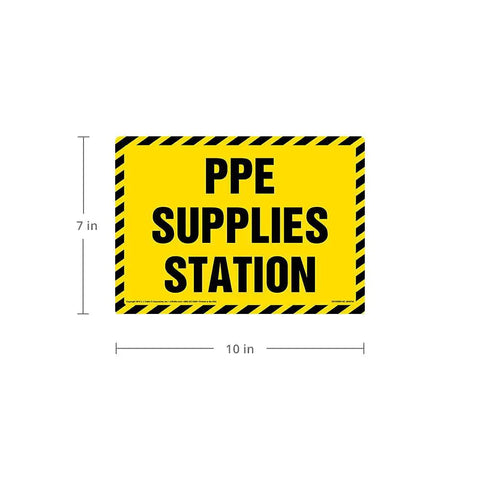 Indoor PPE Station Sign 10 By 7 Inch Plastic With Rounded Corners And 5mm Mounting Holes For Easy Wall Mount Durable High Impact HIPS UV Printed Safety Sign For Personal Protective Equipment Station