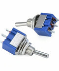 Close-up of Ten Pack SPDT Toggle Switch 3 Terminals On Off On 3 Position Latching Switch for Lights Motors 6A at 125V or 3A at 250V