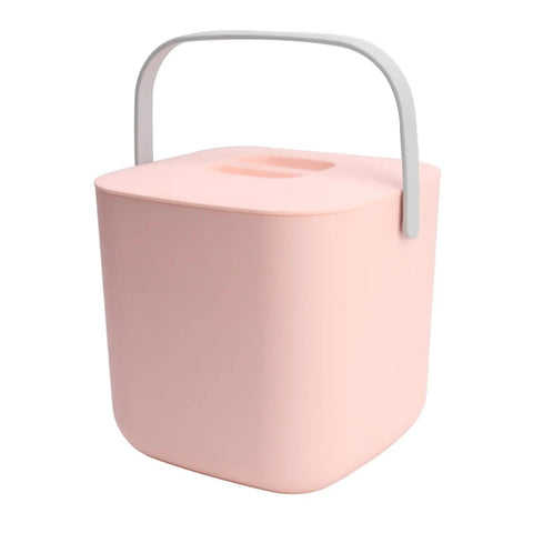 Pink Compact Countertop Dishwasher With 360 Degree Rotating Spray And Fifteen Minute Automatic Shutoff, compact ABS container with handle.