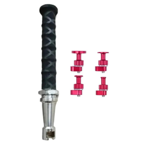 Heavy Duty Compact Auto Body Repair Kit With Sliding Hammer Dent Puller Tool, black handle with red aluminum tabs for easy use.