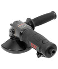 Badass 1.3 Horsepower Air Angle Grinder With 4.5 Inch Grinding Wheel And Swivel Guard, close-up view with black handle.