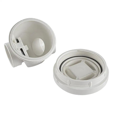 PVC Backwater Valve 1-1/2 Inch For Home Plumbing Backflow Prevention With Easy Slip Connection, showing internal parts