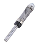 Heavy Duty Tungsten Carbide Flush Trim Router Bit With Double Bearing Design, 1/4 Inch Shank And 3/8 Cut Diameter, side view.