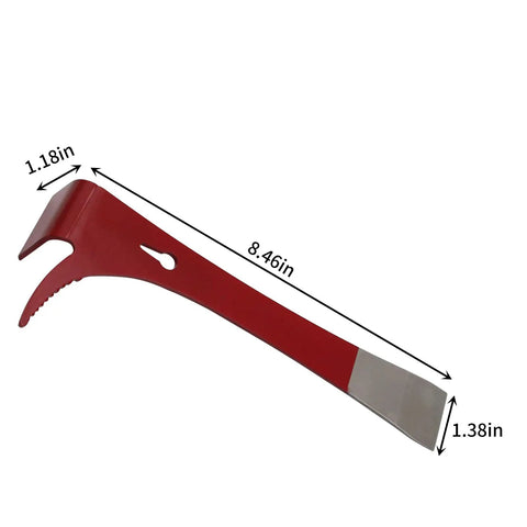 3 In 1 Stainless Steel Bee Hive Tool With J Hook And Box Scraper Knife For Lifting Frames Beekeeping Gear, red, 8.46 inches