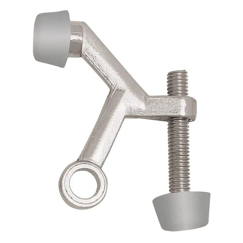 Five Pack Hinge Pin Door Stops With Rubber Tips And Wall Protectors, Satin Nickel Adjustable Door Stoppers For Easy Install, Keeps Doors From Slamming And Walls From Scratching, Home Door Guard Kit
