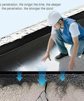 Worker applying Brick Tough Self Adhesive Roof Repair Tape, 50X1000Cm, to repair roof cracks and ensure a waterproof seal.