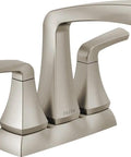 Vesna Centerset Bathroom Faucet Brushed Nickel Finish For 4 Inch 3 Hole Sinks Includes Pop Up Drain Assembly And Worry Free Drain Catch SpotShield No Fuss Sink Upgrade