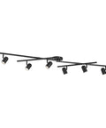 6 Light Foldable LED Integrated Track Lighting Slick Matte Black With Center Swivel Heads mounted on ceiling