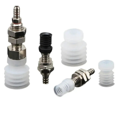 Five Layer Vacuum Suction Cup For Industrial Pneumatic Manipulator VP Series silicone gripper pads with various fittings.