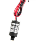 Front view of latching solenoid for battery powered controllers used with Hunter irrigation valves, showing beefy weatherproof sealed design.