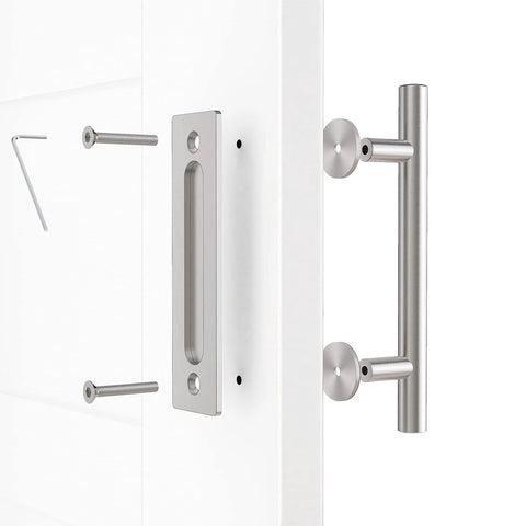 12 Pack Sliding Barn Door Handles Hardware Set With Flush Double Sided Finger Pull For Gates Garages And Cabinets Solid Steel