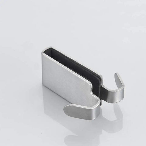 Double Hooks For Glass Shower Door Over The Bathroom Glass Wall 0.31-0.39 Inch Brushed Stainless Steel 304 2 Pack Closeup
