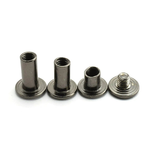 75 Piece Assorted M5 Chicago Screw Set Featuring Slotted Phillips Heads In Slick Matte Black Nickel Plated Steel showing various screw types.