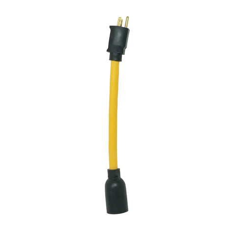 Generator Adapter Cord Converts 15 Amp To 20 Amp Receptacle With Twist To Lock Plug, 12 Gauge Yellow 9 Inch Cord