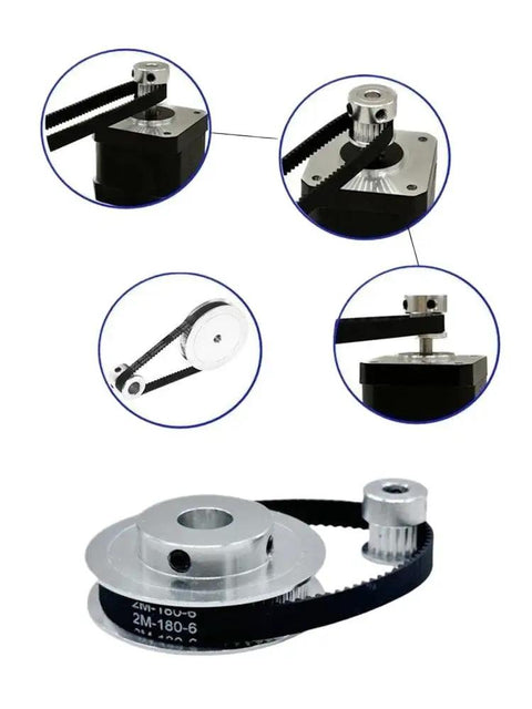 GT2 Closed Loop Timing Belt 2GT 6mm Wide Synchronous Drive Belt for CNC and Robotics shown with pulleys