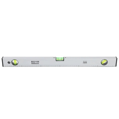 Baxnore Spirit Level Strong Aluminum Alloy with Measurement, (600mm) showing a horizontal view with three bubble levels.