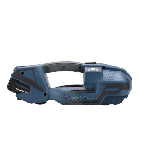 No Sweat Portable Electric Baler And Quick Melt Sealer For PP PET Straps, battery-powered strapping tool side view.