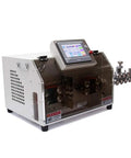 Automatic Multi Conductor Cable Cutting And Stripping Machine Featuring Programmable LCD Panels with stainless steel design and control panel.