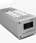 Beefy 3000W 15A Audio Power Conditioner Featuring Patented Dual Inductor Design And Top Shelf Wima Caps For Clean High Fidelity Rig And Zero Static Nonsense Silver Power Outlet Strip with LCD display.