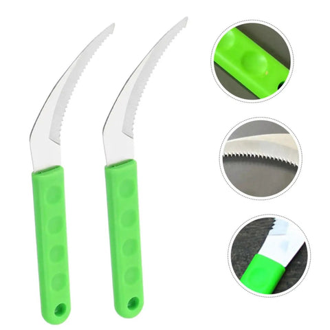 Two Pack Stainless Steel Weeding Sickle With Ergonomic Handle, All Purpose Garden Tool For Weeding, Harvesting, Cultivation