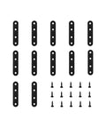 12 Piece Premium Steel Heavy Duty Black Straight Corner Braces With Matching Screws For Rock Solid Furniture Repair And No Fuss Diy Assembly Build, showing braces and screws.