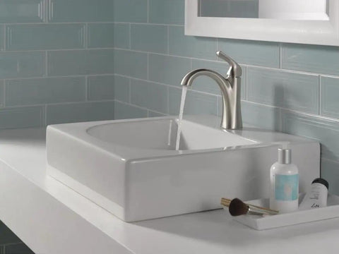Arvo Brushed Nickel Bathroom Faucet For 1 Hole Vanity Sink, Single Hole Design With Push-Pop Drain, SpotShield Stainless Finish, faucet running
