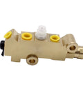Side view of brass PV2 combination proportioning valve for disc/drum brakes; fits 1978–1987 full-size Chevy/Mopar/GMC trucks