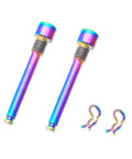 Rock Solid Titanium Disc Brake Bolts For Bikes With Heavy Duty Pvd Coated Threaded Plugs And Easy Grip Circlip for easy installation.