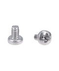 Pro Grade M2x3mm Pan Head Machine Screws With Phillips Cross Drive Made From 304 Stainless Steel Fasteners And Bolts showing two silver screws.