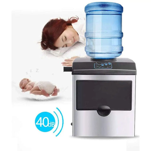 Smooth Operator Countertop Ice Maker churns out twenty five kilograms of bullet ice daily, compact design, perfect for home use.