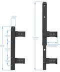 Diagram of Built Tough Metal 14 Inch Ball Bearing Drawer Slides Three Quarter Extension with adjustable height bracket.