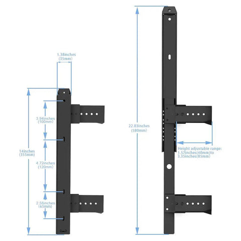 Diagram of Built Tough Metal 14 Inch Ball Bearing Drawer Slides Three Quarter Extension with adjustable height bracket.