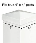 Top Shelf 2 Pack Pyramid Vinyl Fence Post Caps For 4x4 Square Posts White close-up of fit for true 4x4 posts.