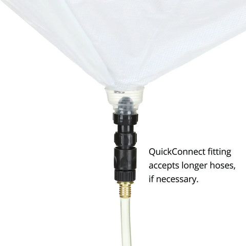 Close-up of QuickConnect fitting on Umbrella-Style Roof Leak Diverter Kit Stop Roof Leaks Fast No Mess Channel Water With Drain Hose