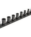 34 Piece 3/8 Inch Drive Deep 12 Point Impact Socket Set On Rails Pro Grade Heavy Duty Automotive And Home Shop Kit on rail