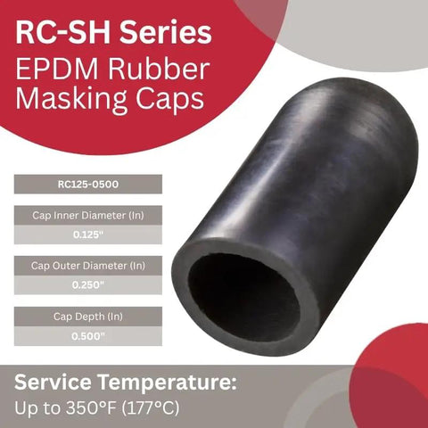 Top Shelf EPDM Rubber Masking Caps For Threaded Studs And Open Holes, 0.125 Inch Inner Diameter By 0.500 Inch Depth, showing the rubber cap.