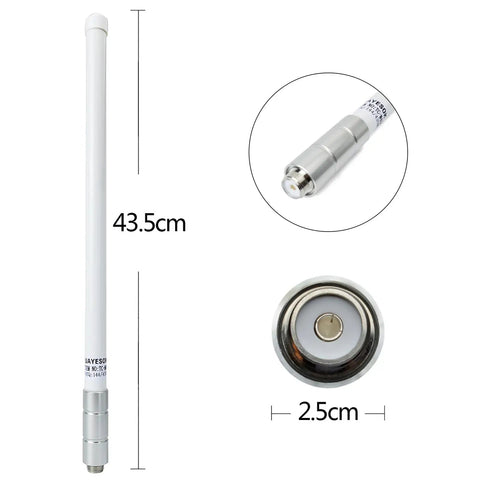 UHF Fiberglass Antenna With Ground Plane Kit For 400-470 MHz GMRS Base Use, 17 Inch Length, SO239 Connector, 2.5 Dbi Gain