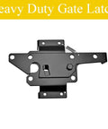 Self-Locking Gate Latch With Post Mount For Wood Fences, Automatic Gravity Lever, Steel Black Finish, Includes Fasteners